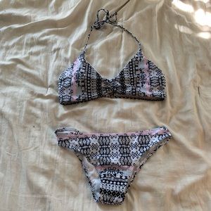 NWT SheBikini White Tribal Halter Bikini Swimsuit